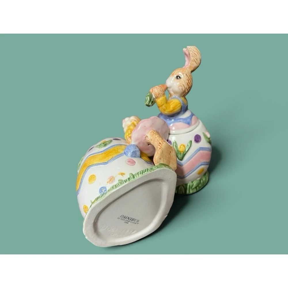 Fitz & Floyd Omnibus‎ Egg-Spress Bunny Rabbit Creamer And Sugar Bowl Spring READ